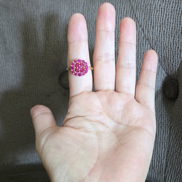 Shivam Lab🧪 Created Pink💕 Ruby Floral🌸 Cluster Ring💍 - NWT - Picture 12 of 16